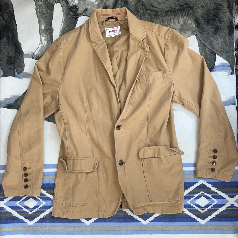 Stafford Prep Men's Classic Fit Tan Sport Coat Blazer Size L